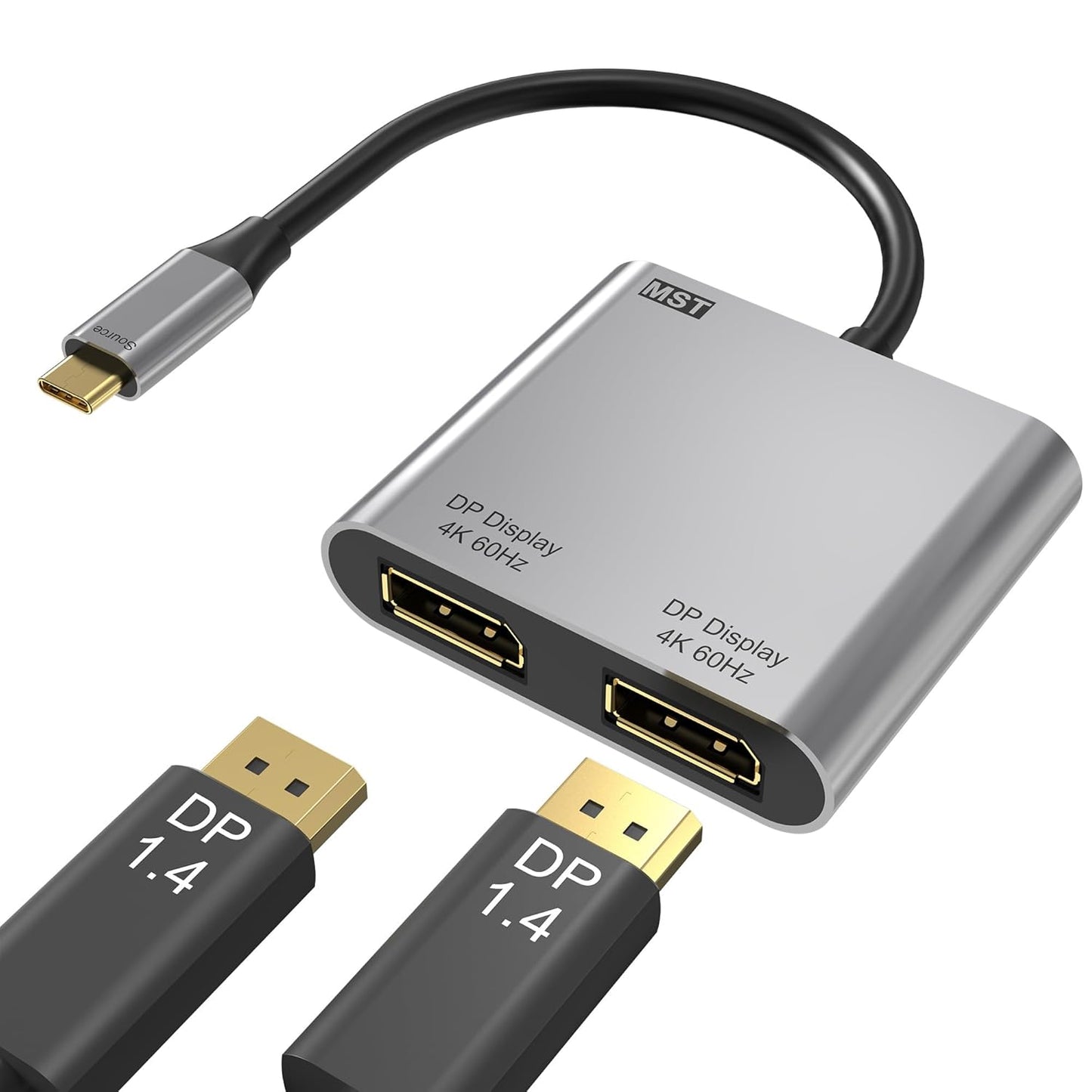USB C to Dual DisplayPort Adapter for 4K@60Hz Dual Monitors