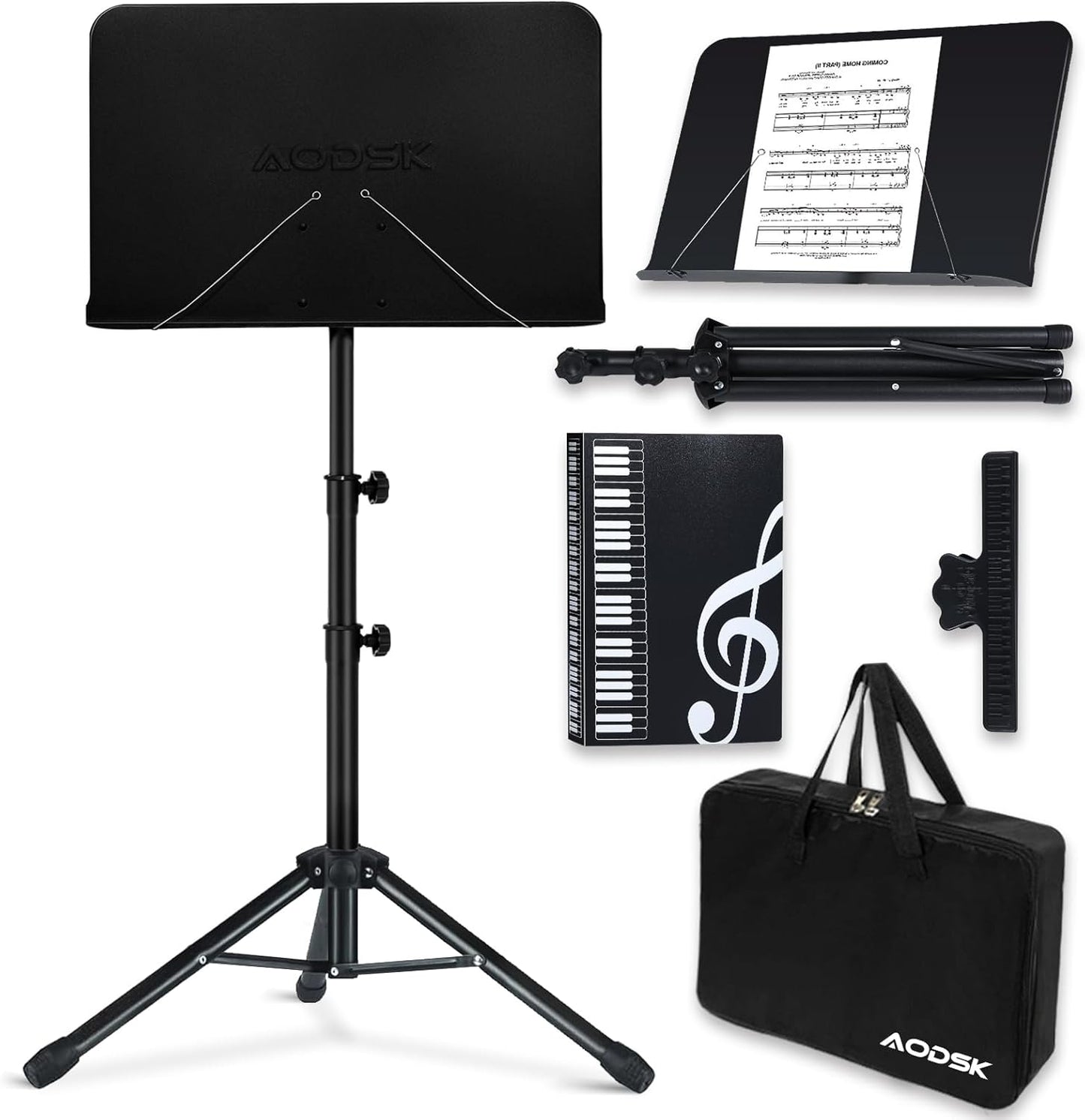 Portable Dual-Use Music Stand with Book Holder