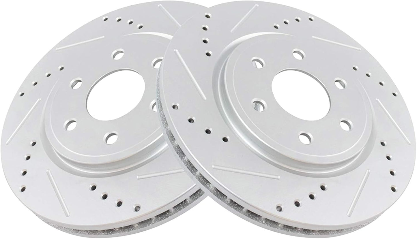 Premium G-Coated Cross Drilled & Slotted Brake Rotors Set
