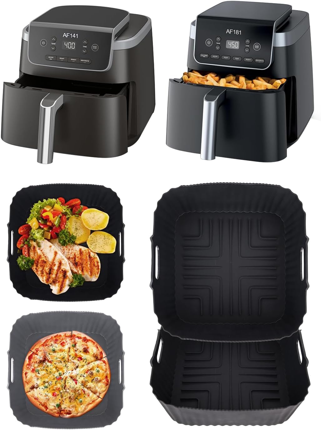 Non-Stick Air Fryer Liners | Easy Clean | Food Safe | Gray+Black