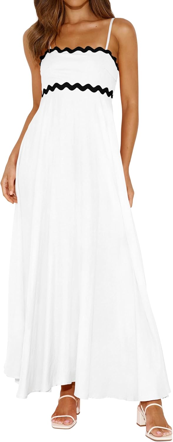 PRETTYGARDEN Womens Spaghetti Strap Maxi Dress for Summer Fun
