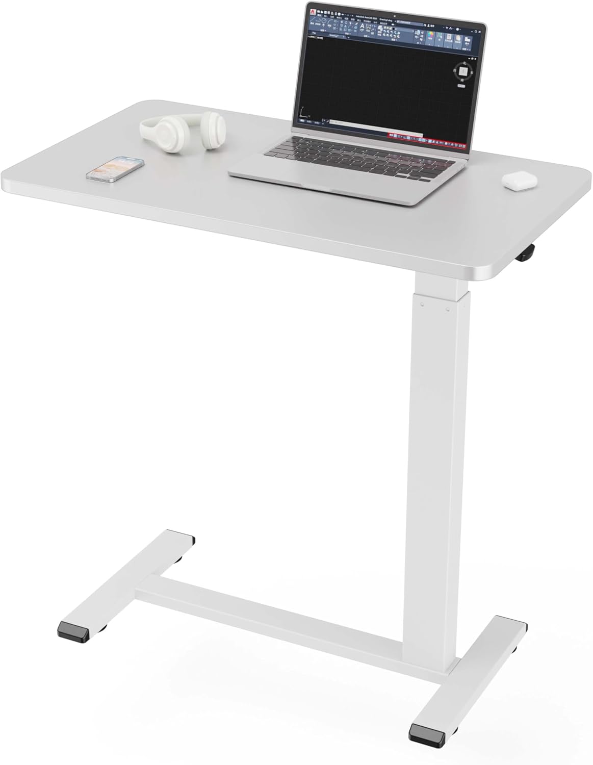 Adjustable Height Side Table with Wheels for Bedside Use
