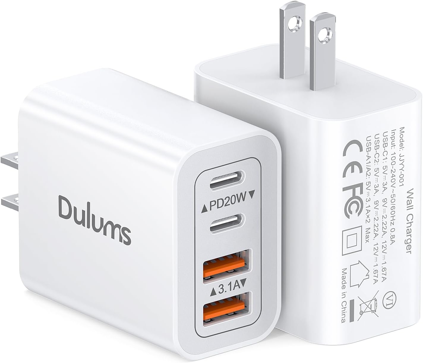 Dual 40W Fast Charging Cubes - Charge Multiple Devices Simultaneously!