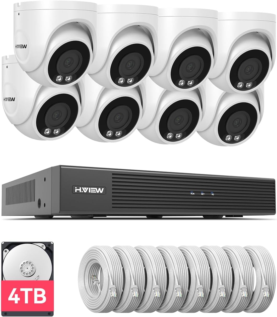 H.VIEW 8CH 4K CCTV System: Color Night Vision