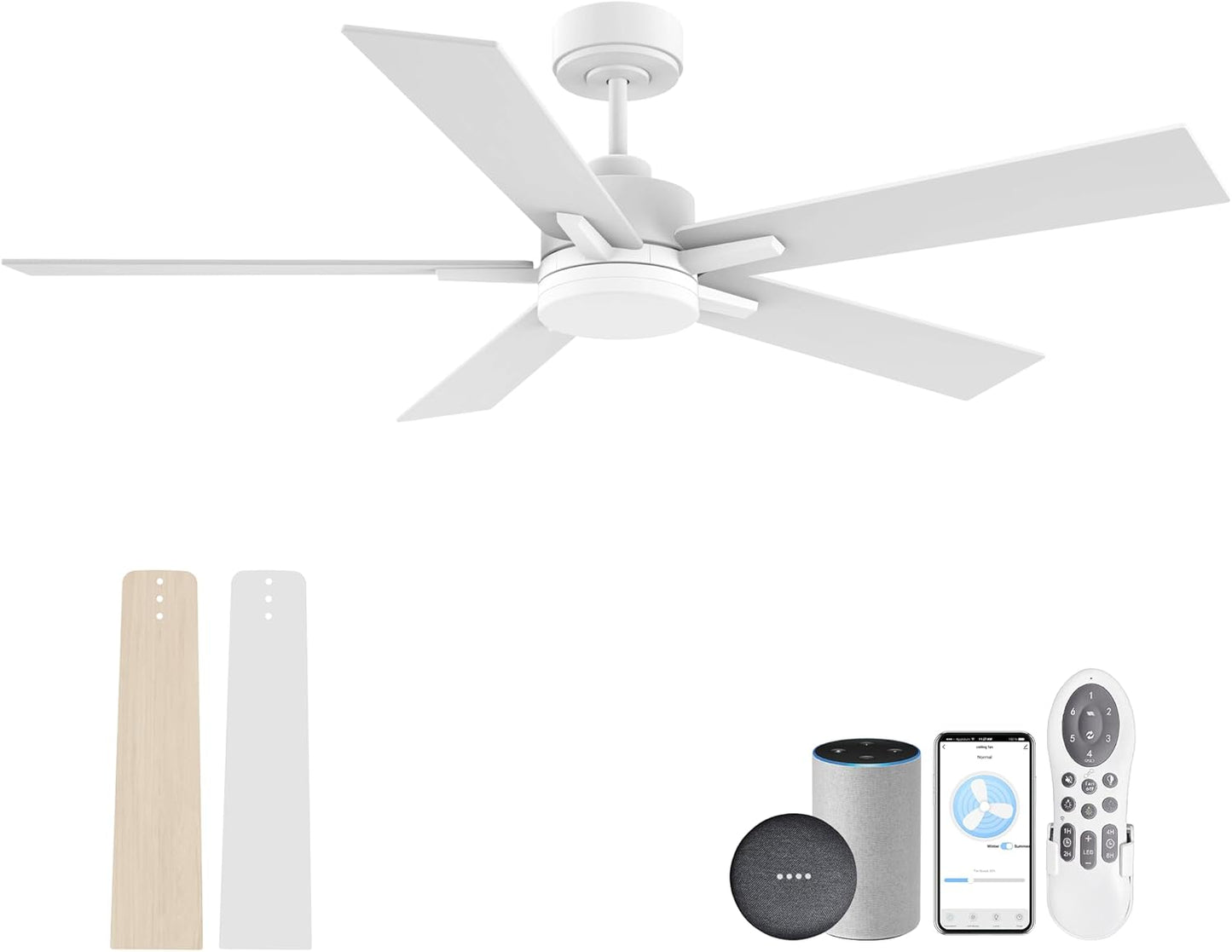 52 Smart Ceiling Fan with Lights Remote for Modern Spaces