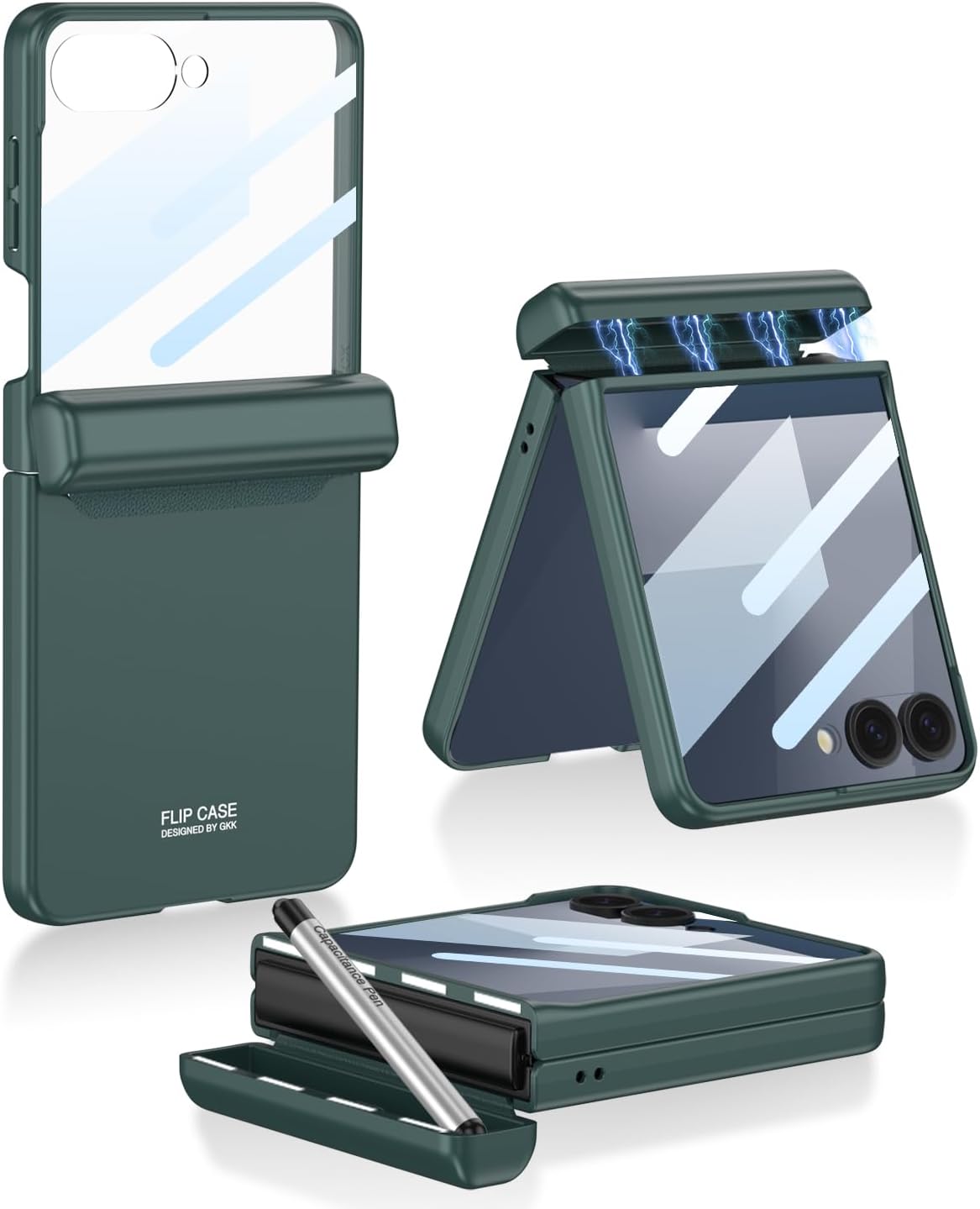 Galaxy Z Flip 7 Case with Stylus Pen and Magnetic Hinge Lock