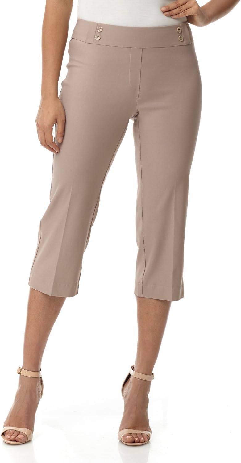 Rekucci Womens Comfort Stretch Pull-On Capri Pants for Casual Wear