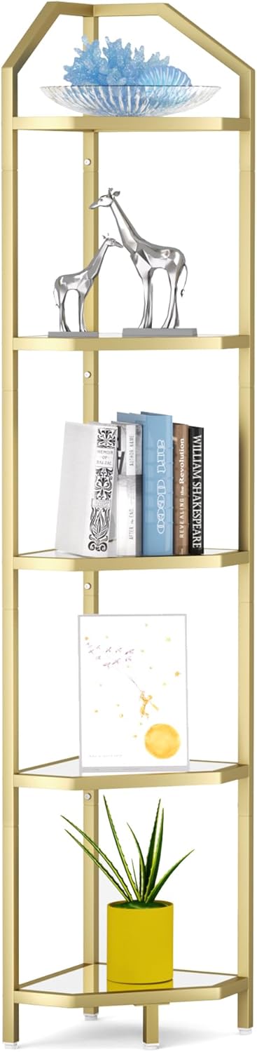 5-Tier Corner Shelf Stand for Modern Living Room and Bathroom