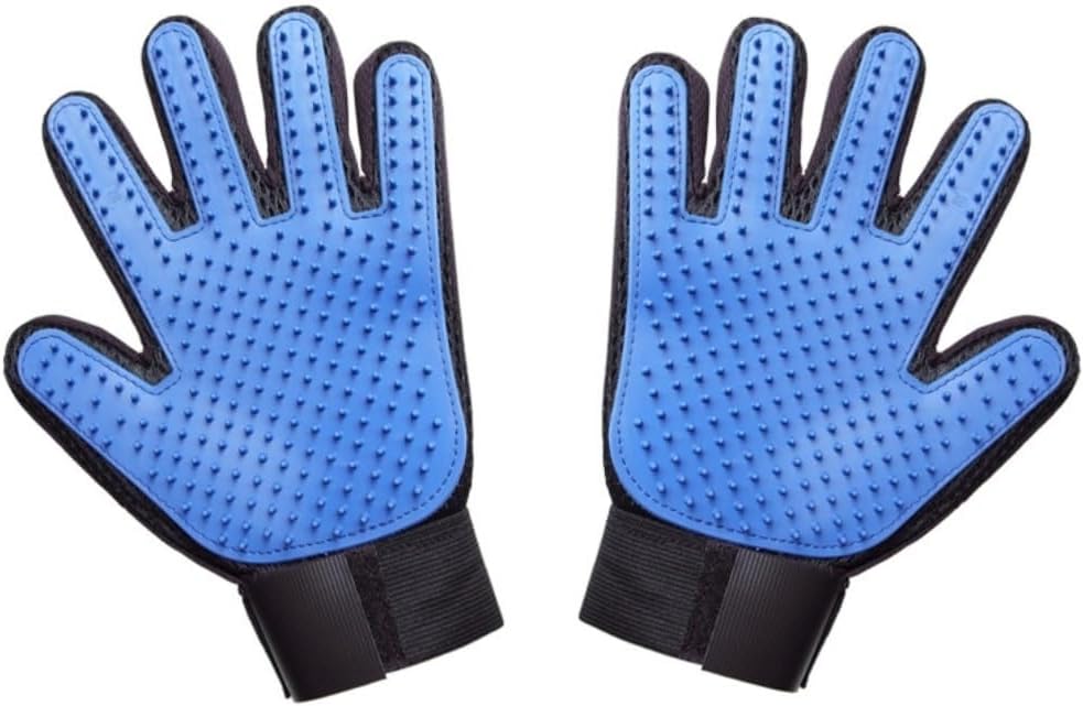Deshedding Brush Gloves for Dogs & Cats - Blue/Black