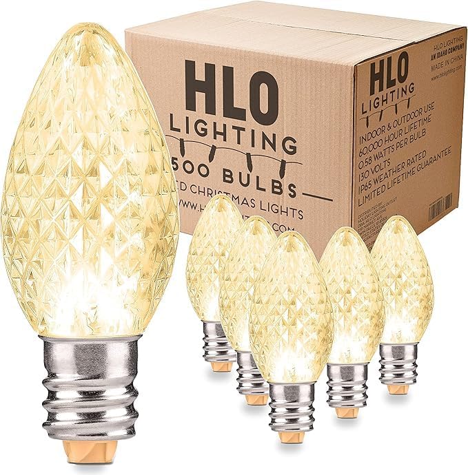 Faceted C7 Christmas Lights for Warm Holiday Decor and More