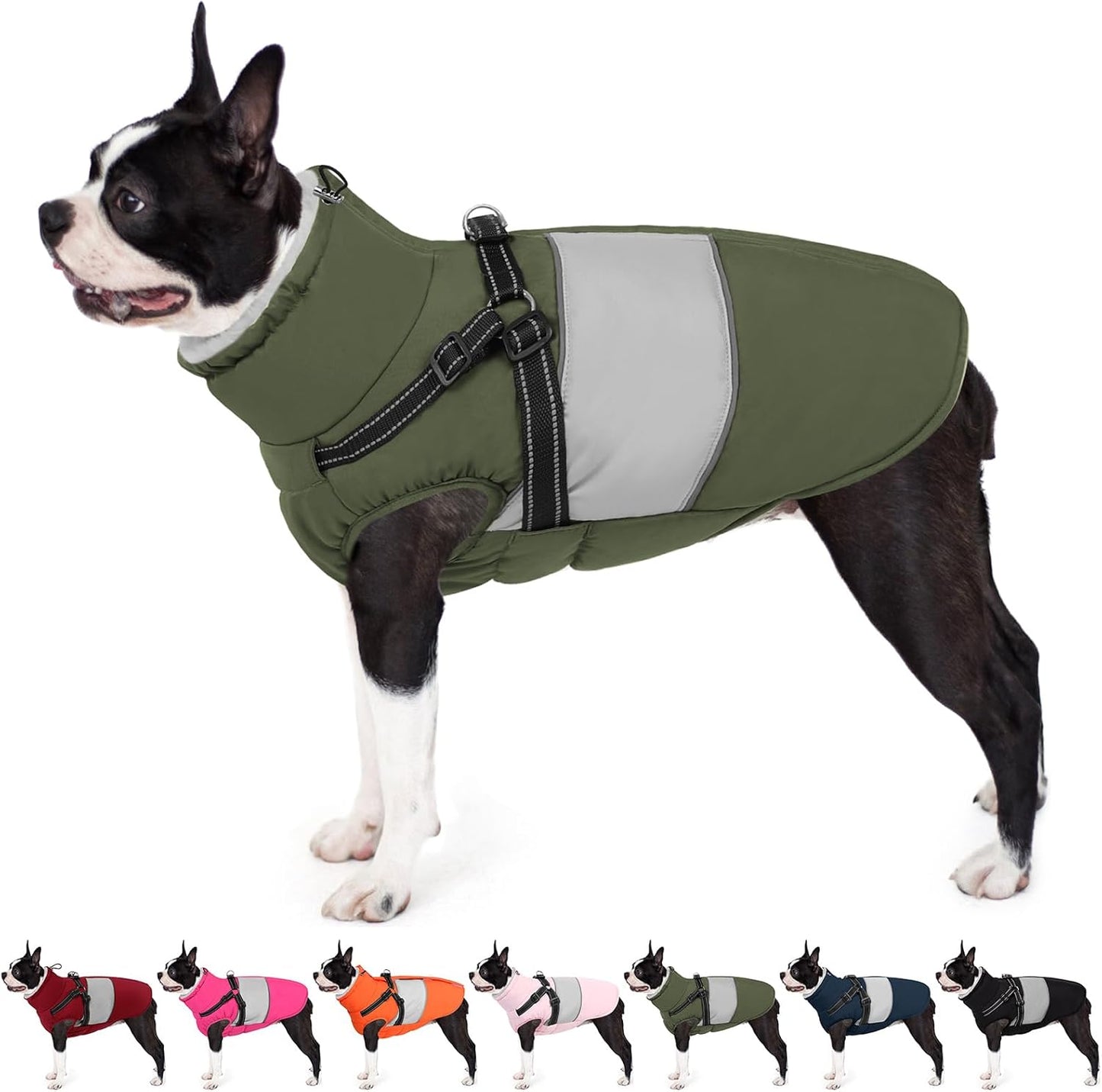 AOFITEE Waterproof Dog Coat with Built-in Harness for Winter