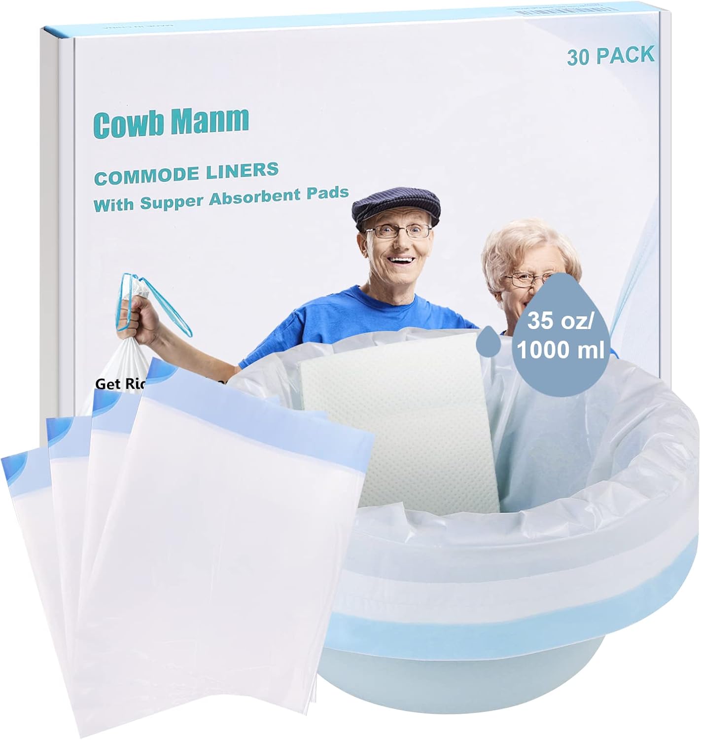 Portable Commode Liners - Leakproof Gel Pads Fit All!