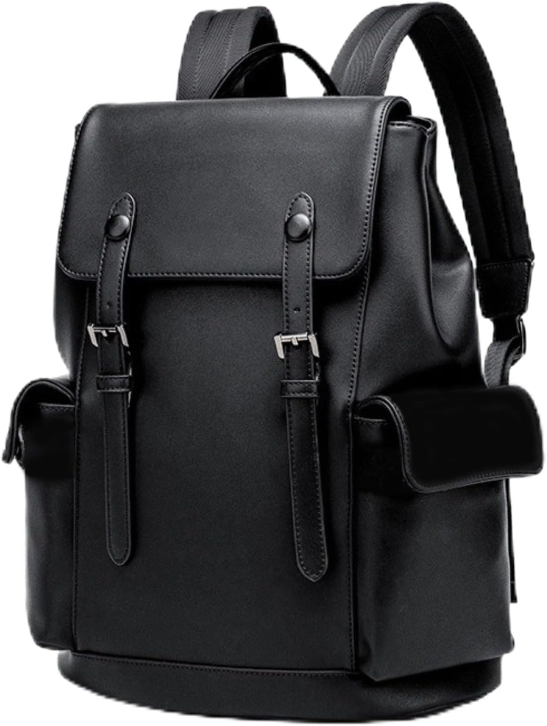 ROSTNK Leather Backpack for Men Black Large Capacity Travel Bag