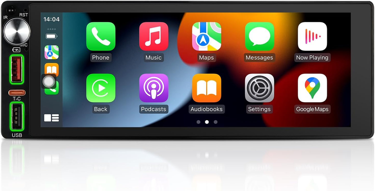 6.9 Inch Single Din Touchscreen Radio with Wireless CarPlay