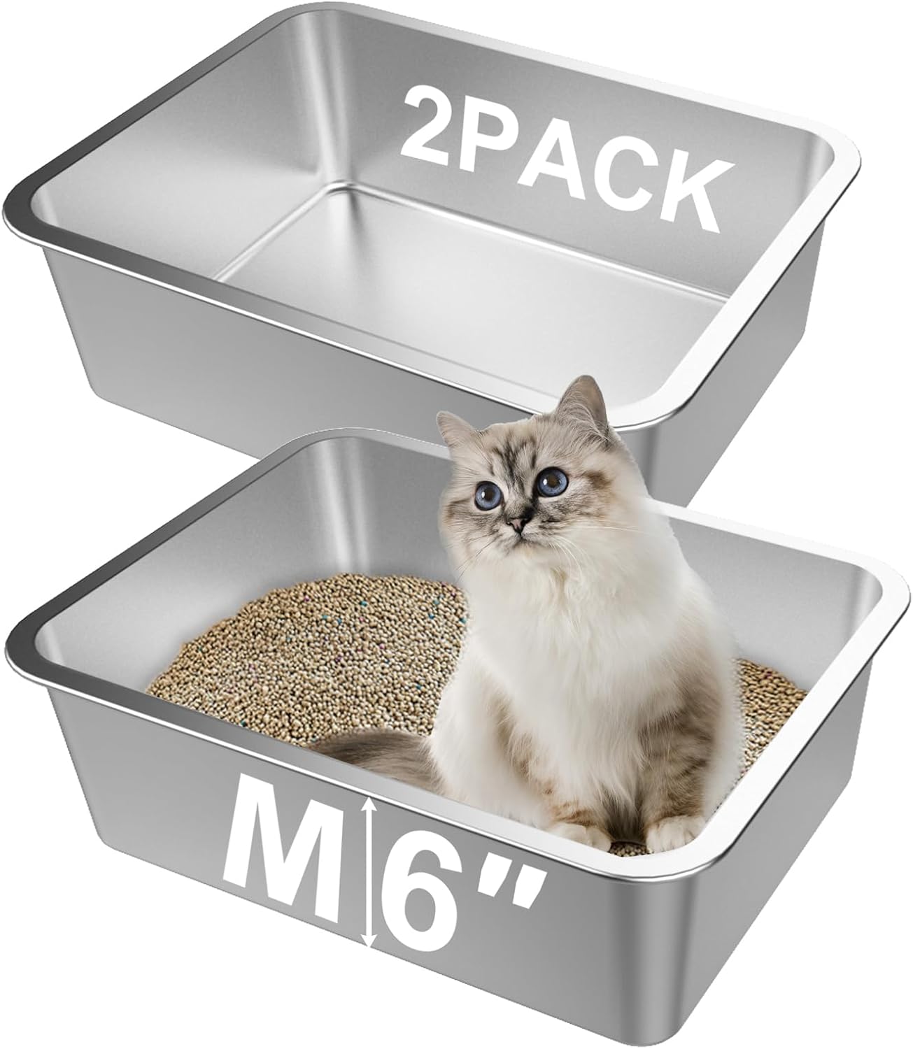 Stainless Steel Cat Litter Box Set for Easy Cleaning and Durability