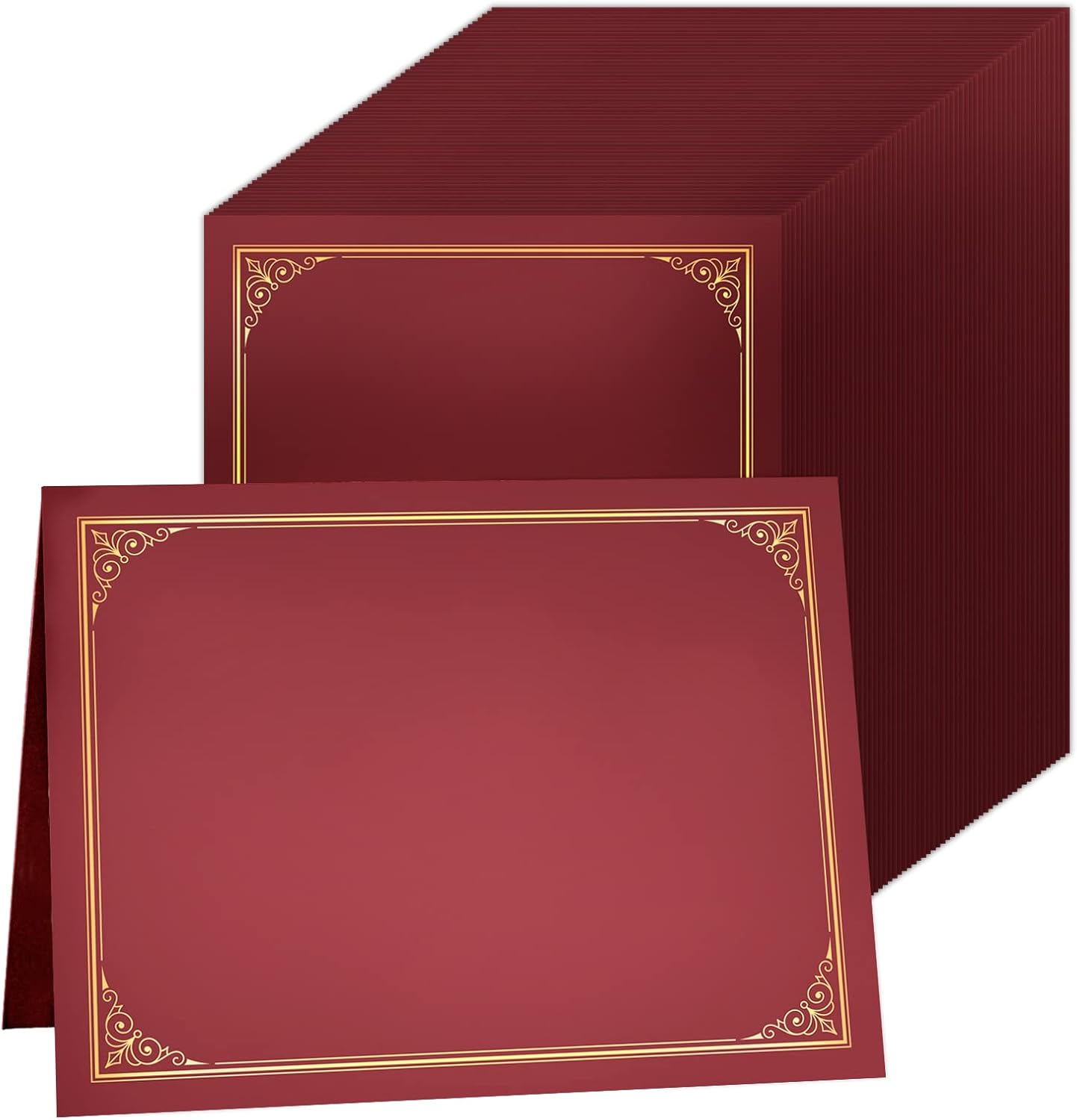 Burgundy Certificate Holders with Gold Foil Border - 60 Packs