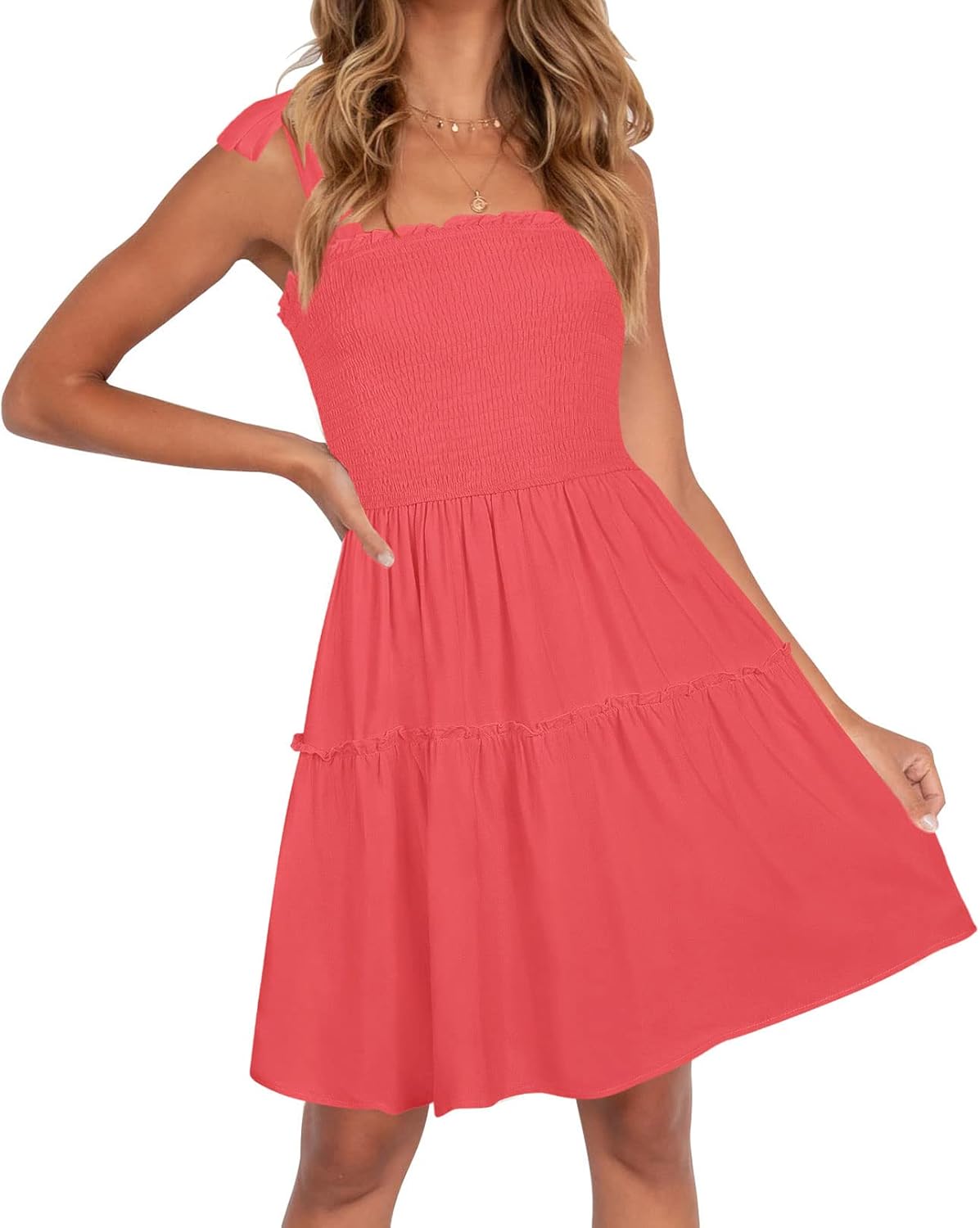 ZESICA Women's Summer Spaghetti Strap Mini Dress for Style