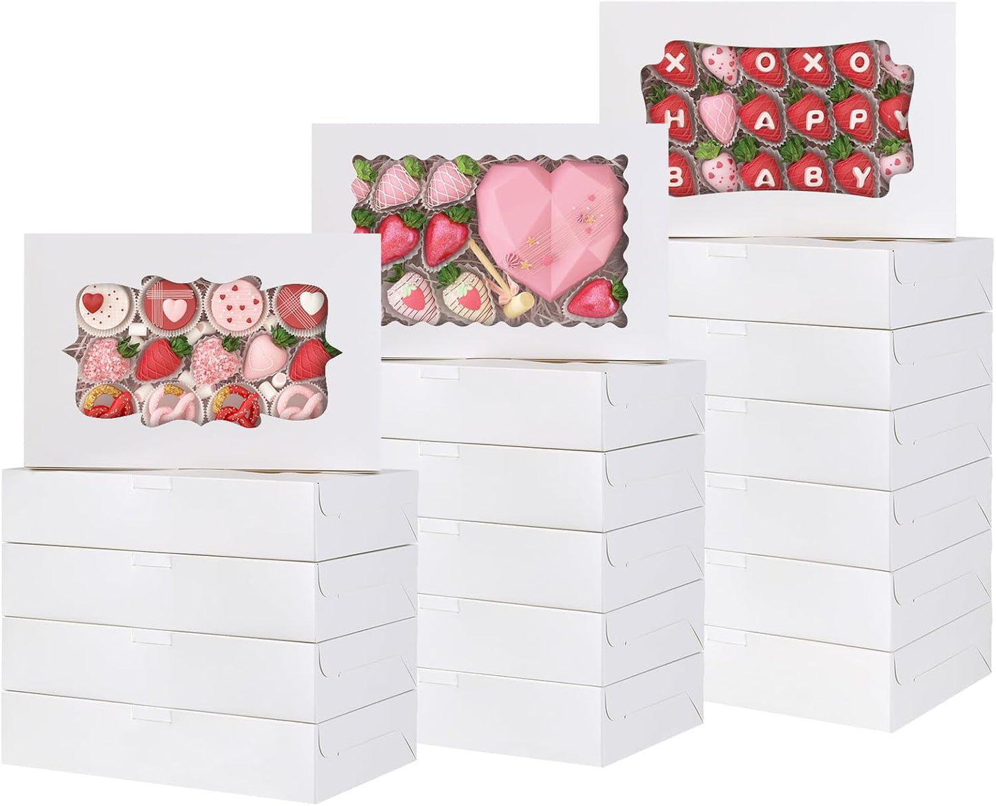 TOMNK 60pcs Bakery Boxes with Window for Treats and Desserts