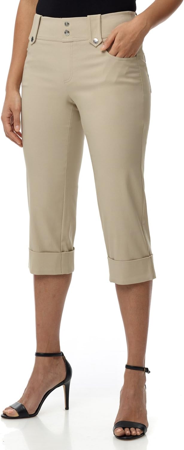 Rekucci Women's Ease into Comfort Cuffed Capri for All-Day Wear