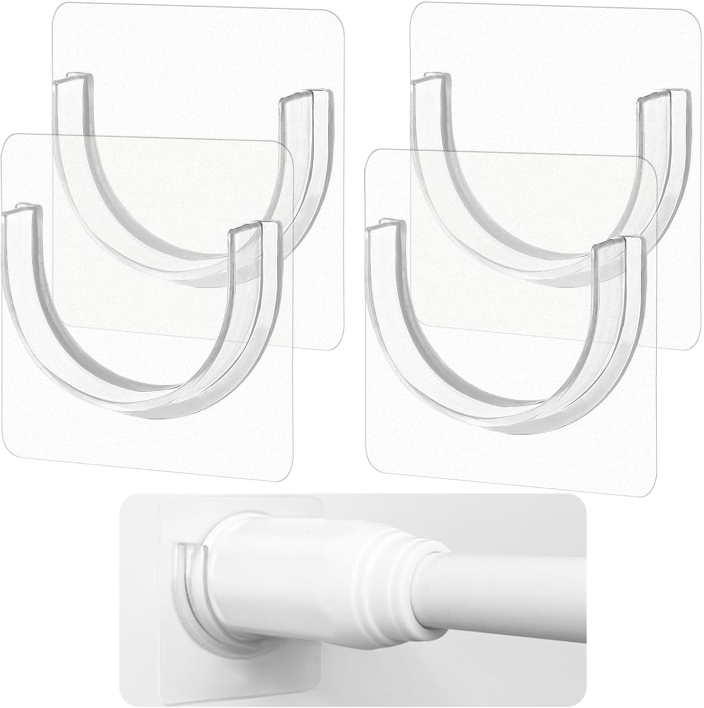 EILKBLA Shower Rod Holder Set - Easy Adhesive Installation!