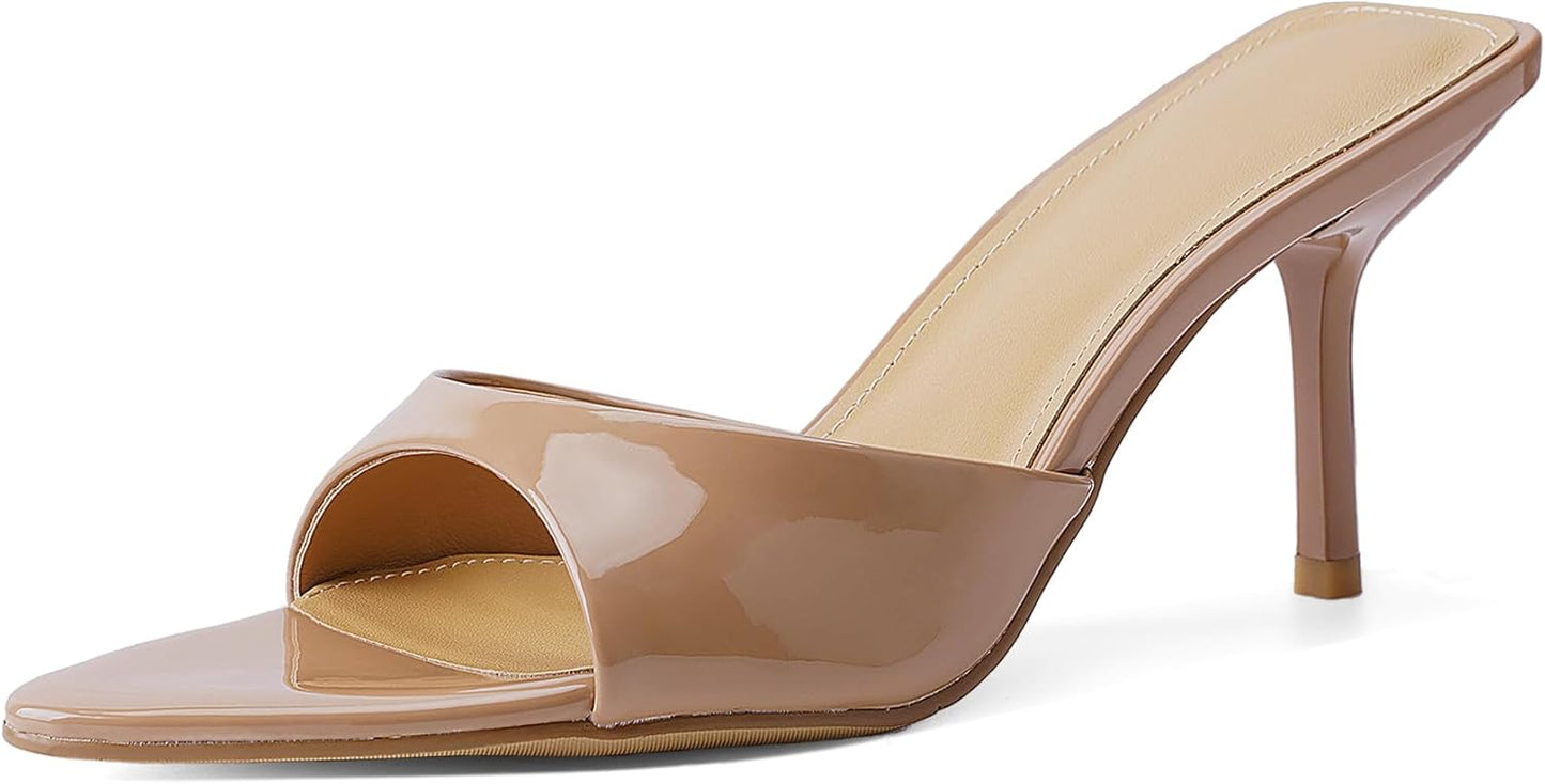 Chic Leopard Kitten Heels for Women Open Toe Mule Heels