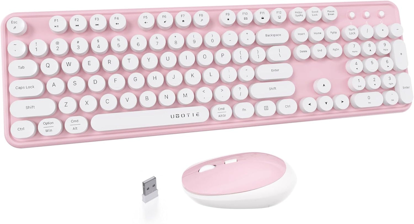 UBOTIE Colorful Wireless Keyboard Mouse Combo for Office Use