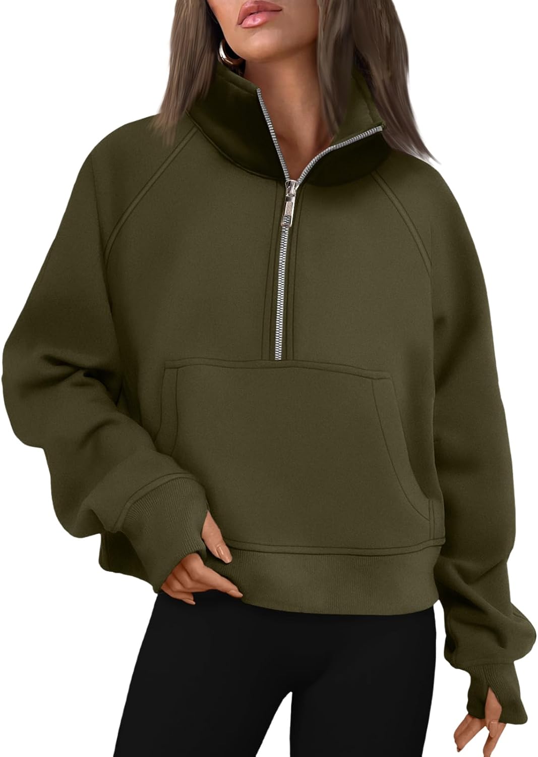 AUTOMET Womens Sweatshirts Half Zip Cropped Pullover for Fall