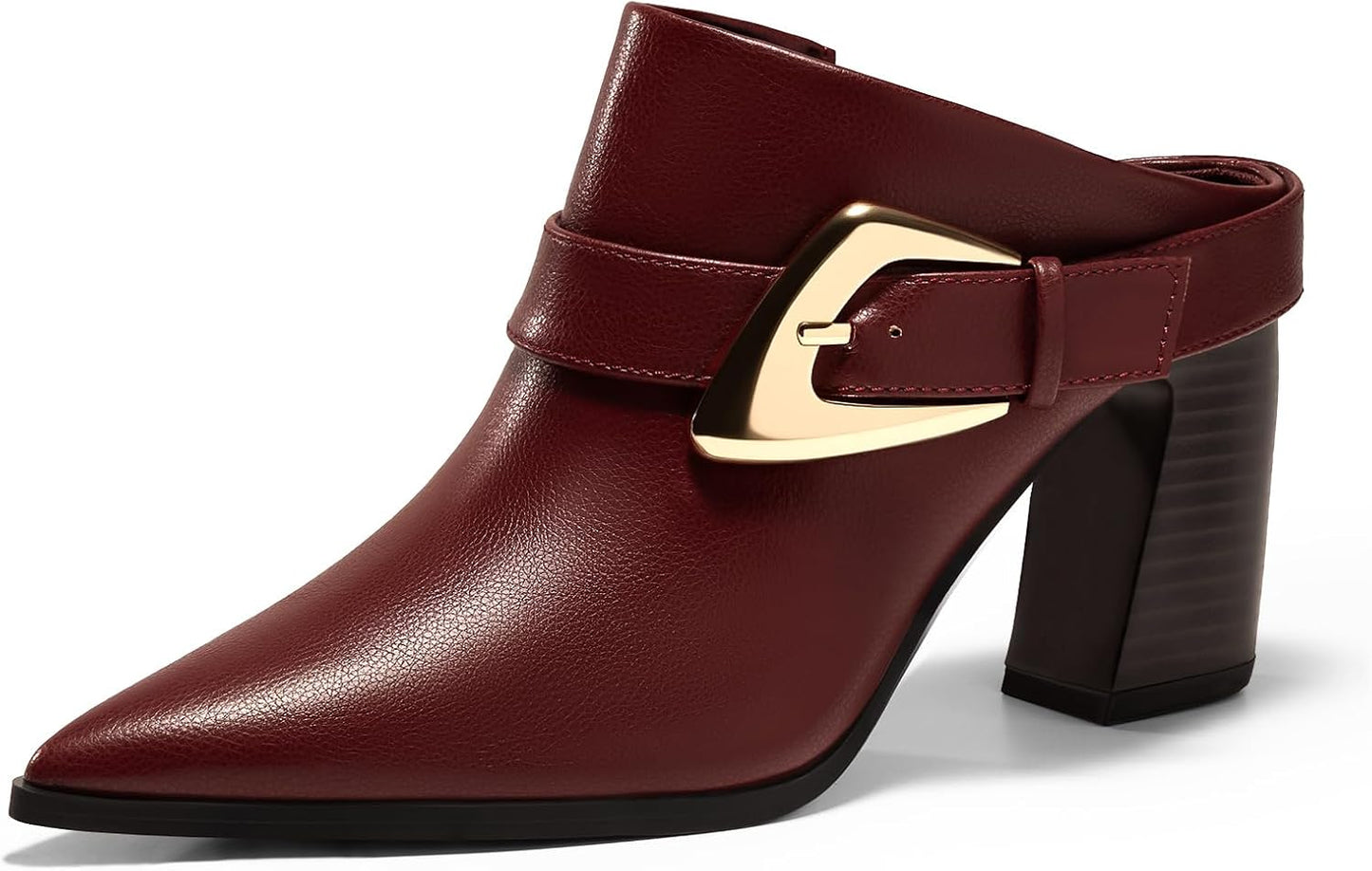 Coutgo Womens Mules Boots with Chunky Stacked Heel Design