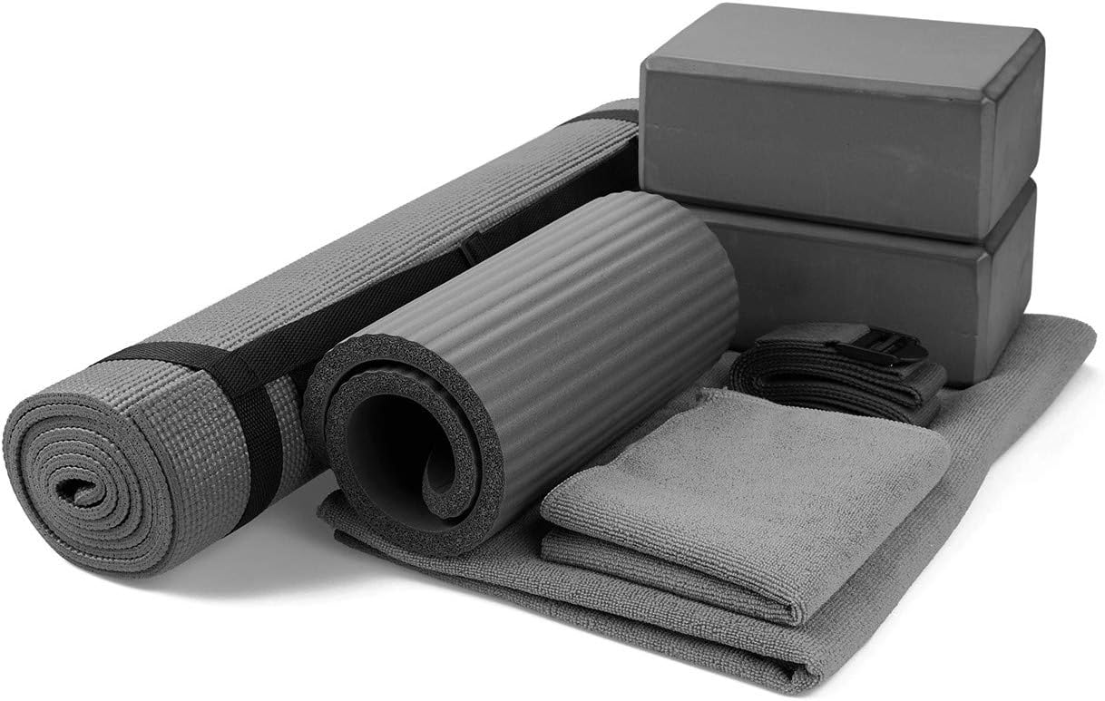 Complete Yoga Kit - Mat, Blocks, Towels, Strap & More