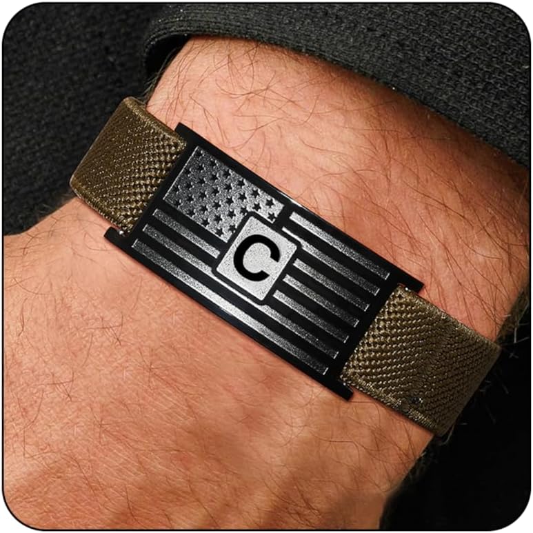 GLITTO Adjustable Initial Bracelet for Boys - Patriotic Style!