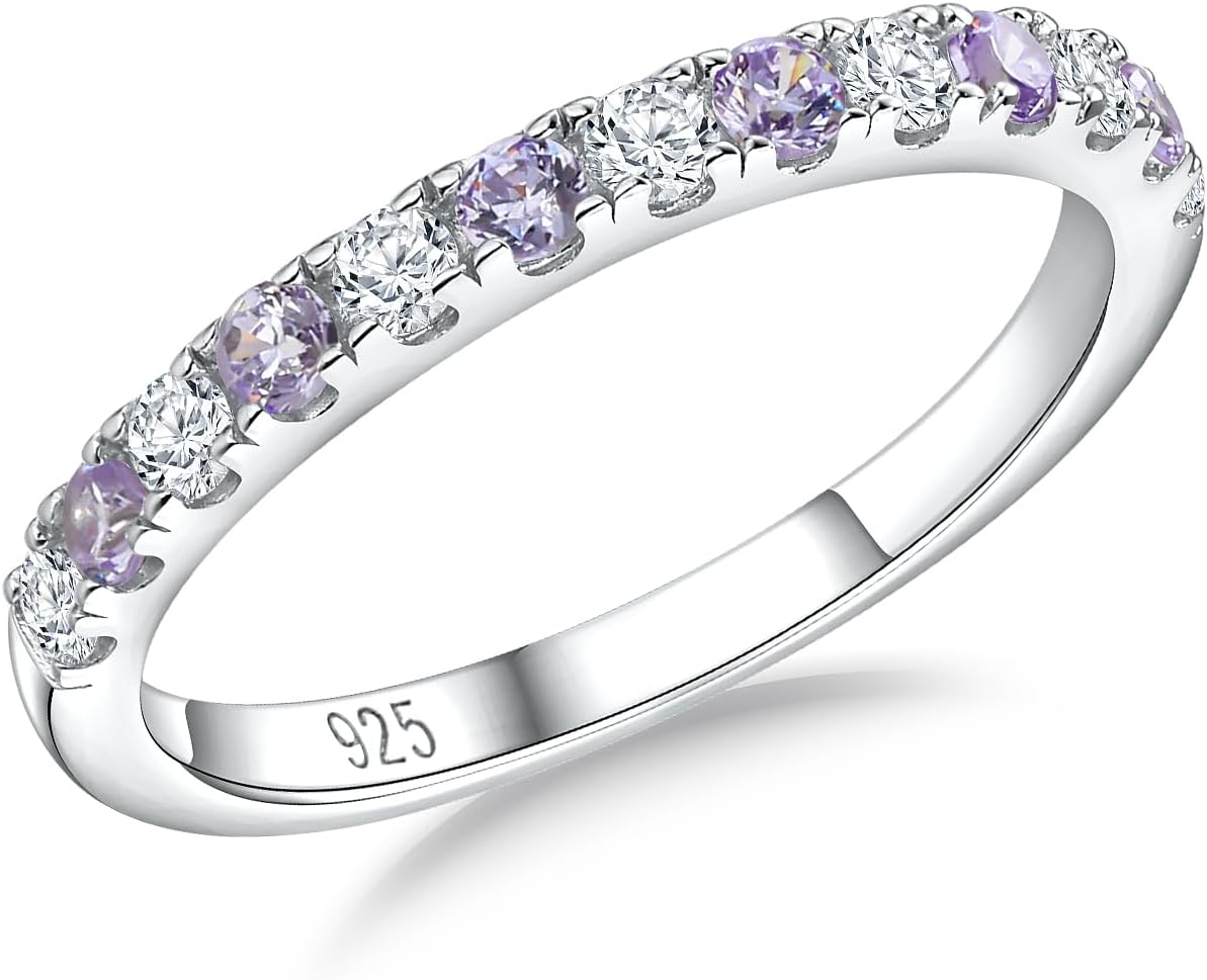 Birthstone Rings Eternity Band in 925 Sterling Silver for Women