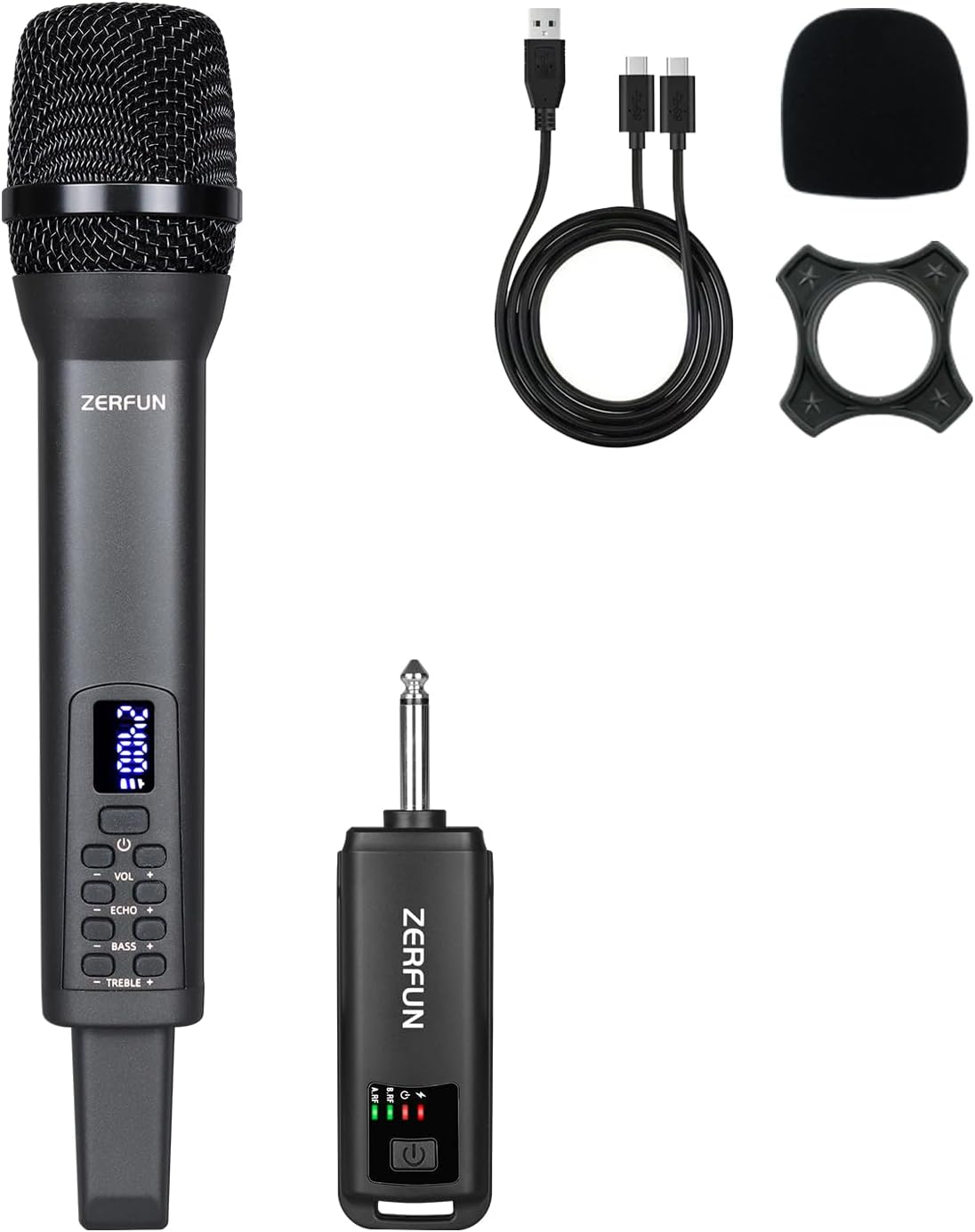 ZERFUN Rechargeable Wireless Microphone: Pro Karaoke Singing Power