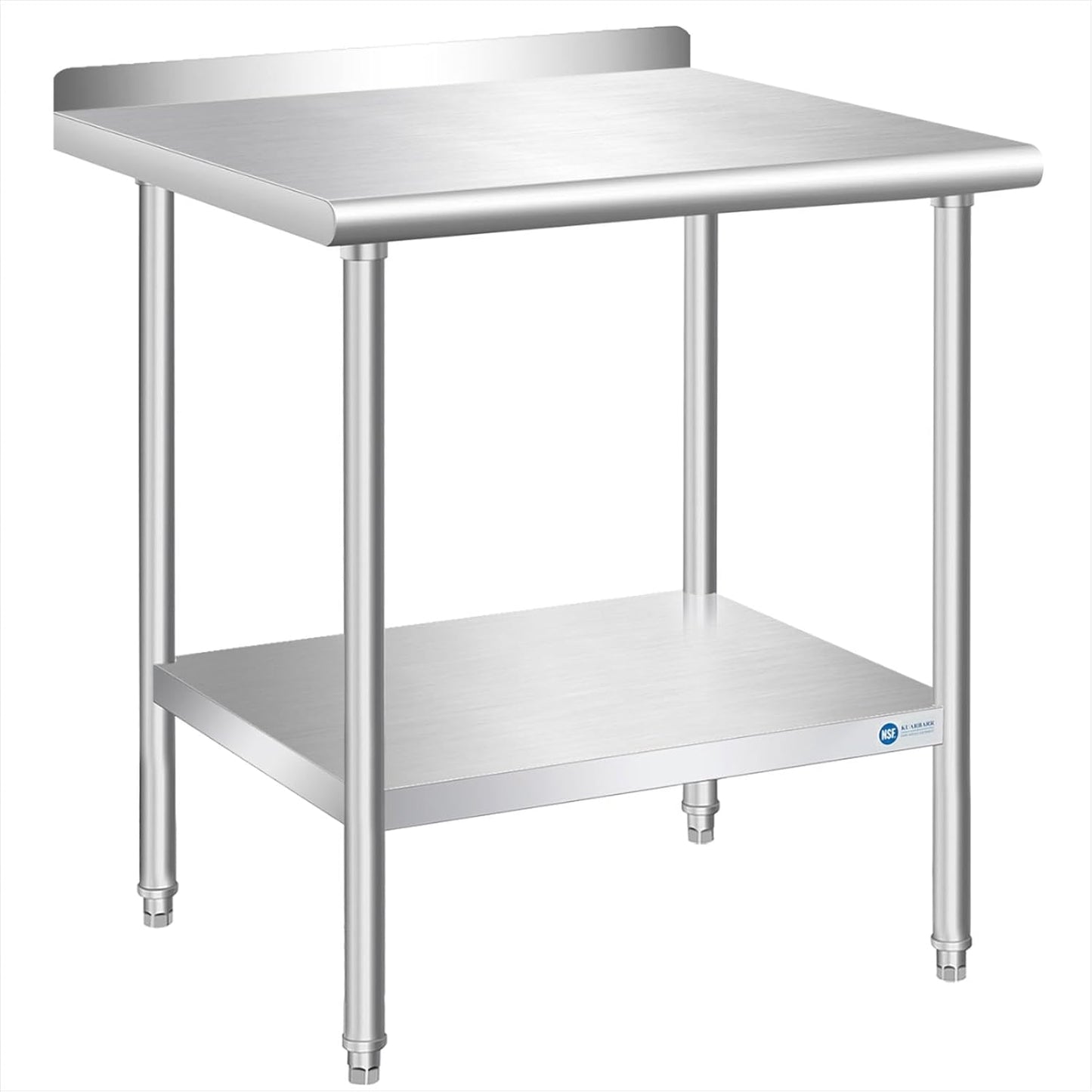 Stainless Steel Table 30 x 30 Inch with Backsplash for Prep