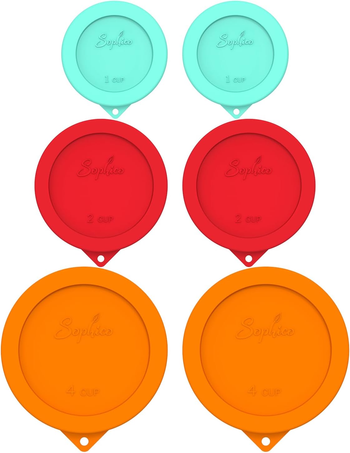 Sophico Round Silicone Storage Cover Lids for Glass Bowls - 6 Pack