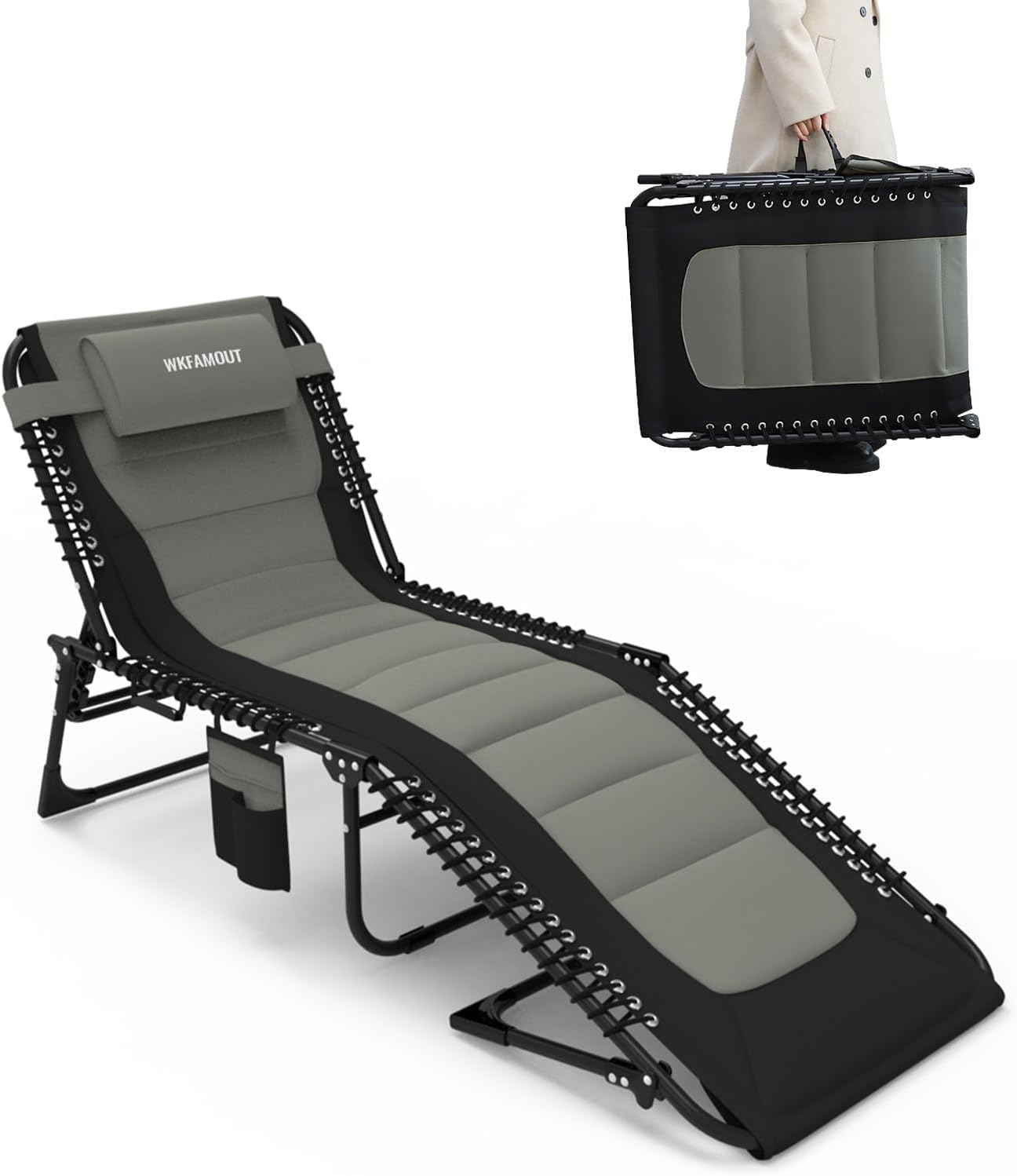 Outdoor Folding Lounge Chair with Adjustable Reclining Positions