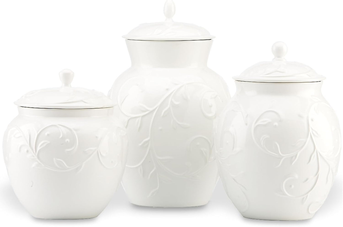 Lenox Opal Innocence Carved 3-Piece Canister Set for Kitchen