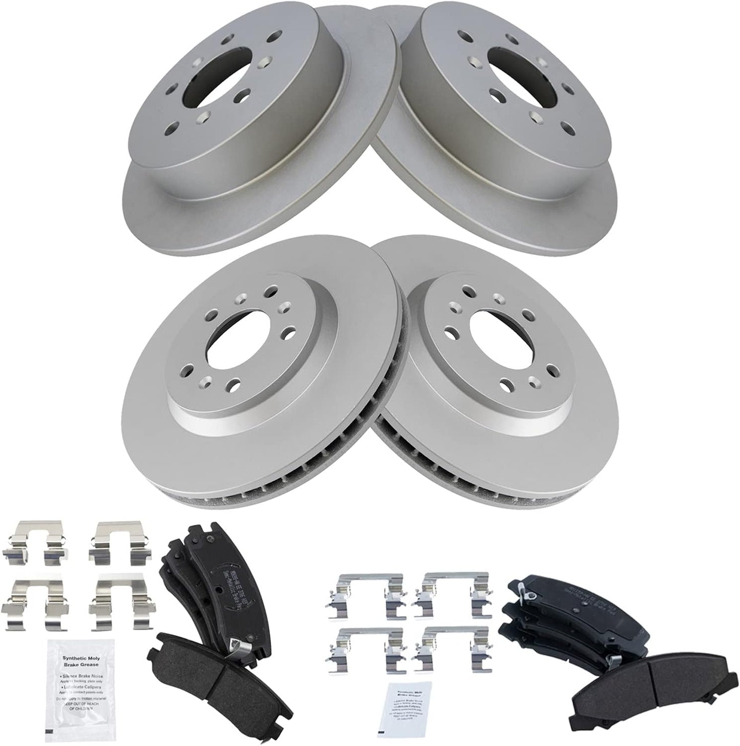TRQ Front and Rear Brake Pad & Rotor Kit for Chevrolet Vehicles