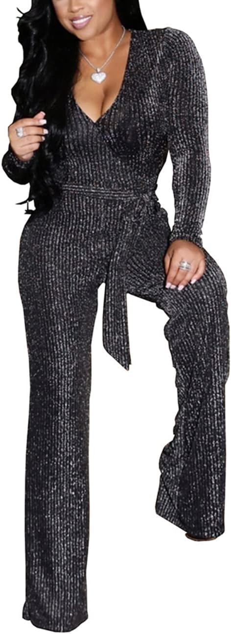 Sexy Sparkly Jumpsuits for Women Plus Size Elegant Party Wear