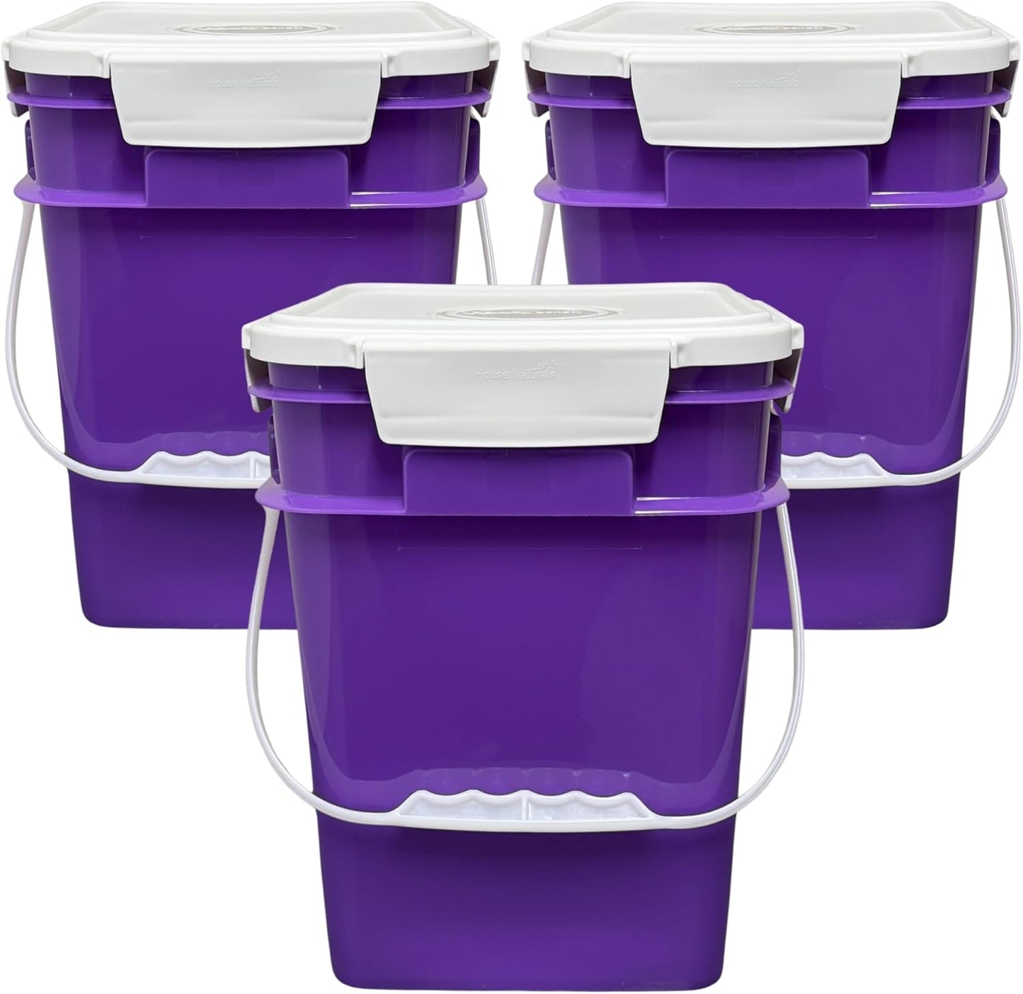 4 Gallon Square Food Grade Bucket Pail Pack of 3 for Storage