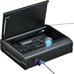 PINEWORLD Biometric Gun Safe for Quick Access Handgun Storage
