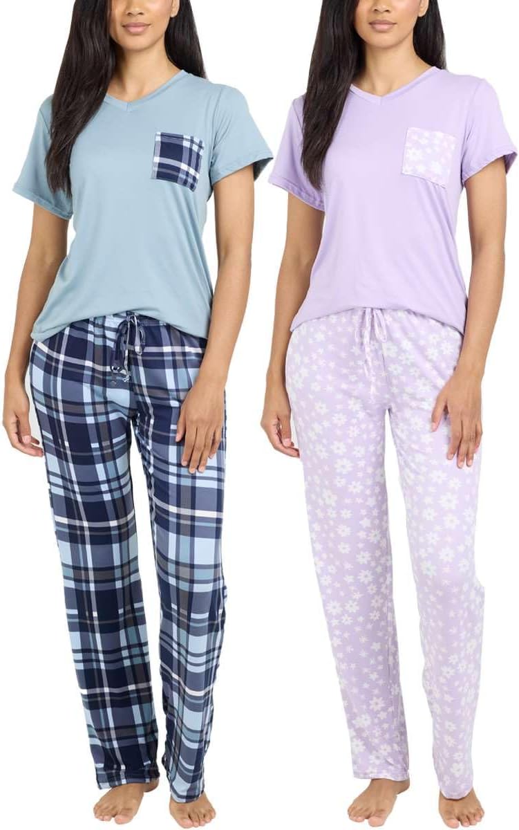 Comfortable Women's Pajama Set - Short Sleeve & Long Sleeve Options