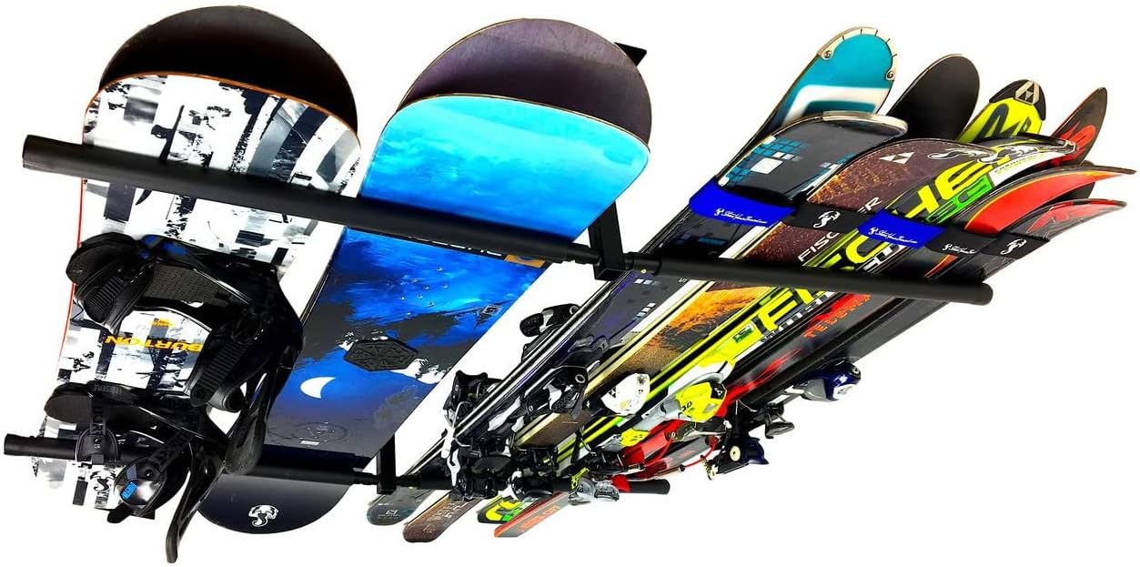 Space-Saving Ski & Snowboard Ceiling Rack by StoreYourBoard