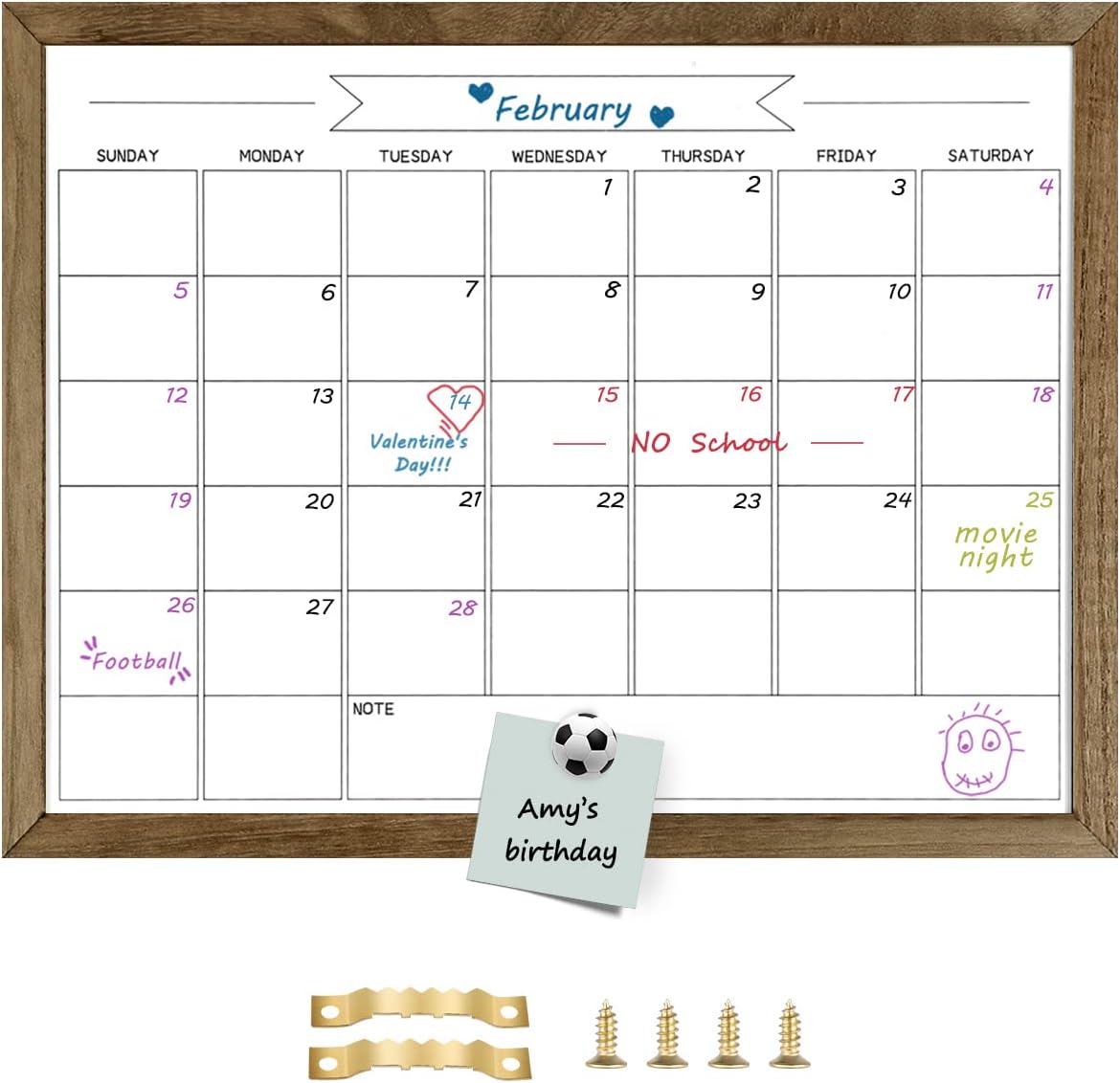 TORASO Dry Erase Monthly Calendar Whiteboard for Home Office