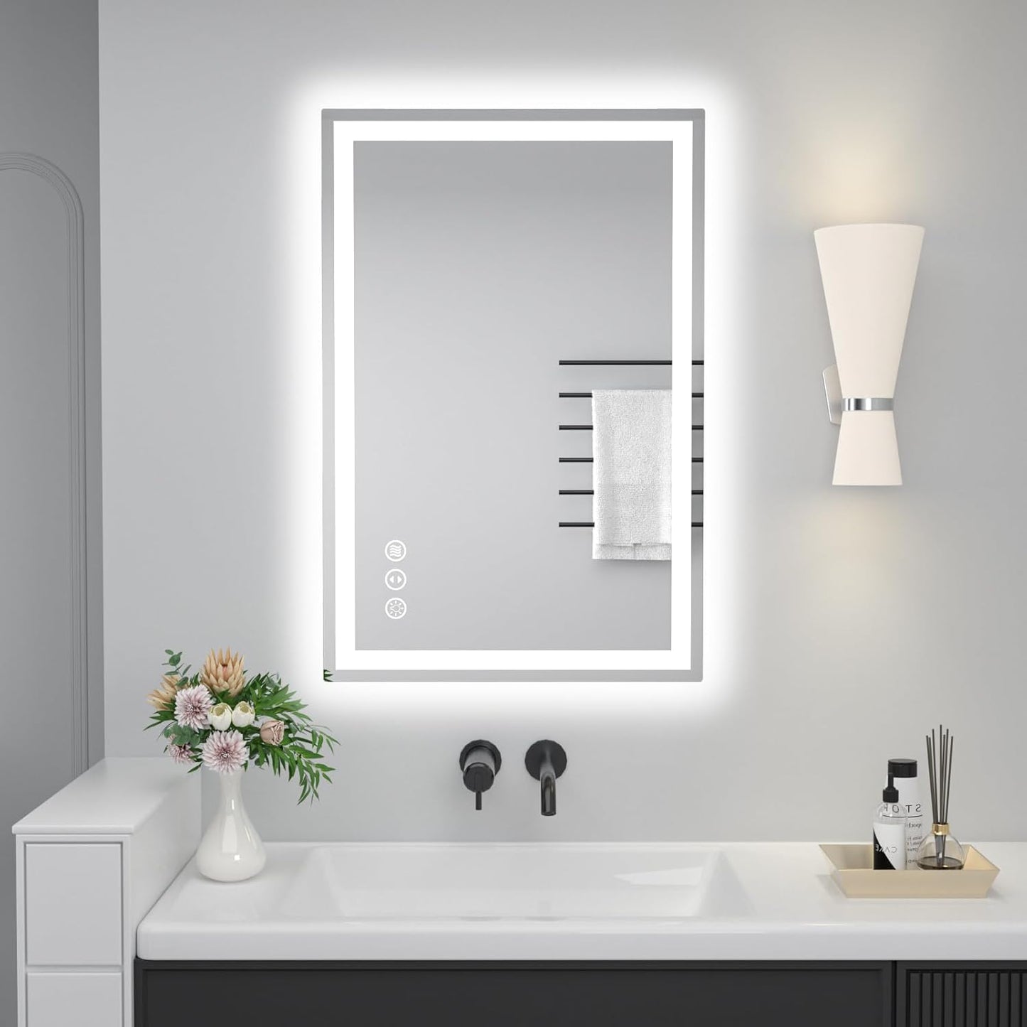 36x24 LED Bathroom Mirror with Lights, Anti-Fog, Dimmable