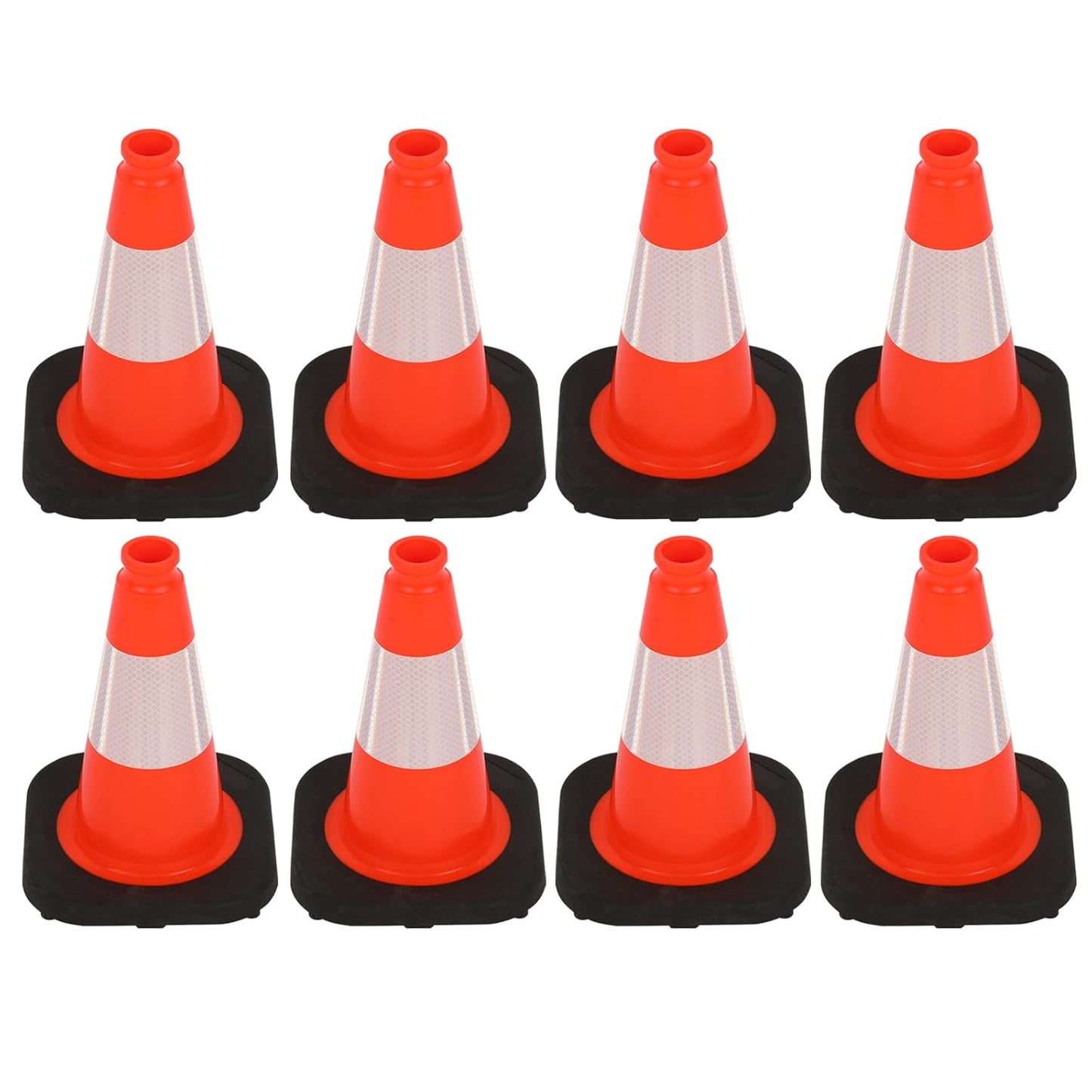 8 Pack 12 in Orange PVC Safety Cones for Sports and Events
