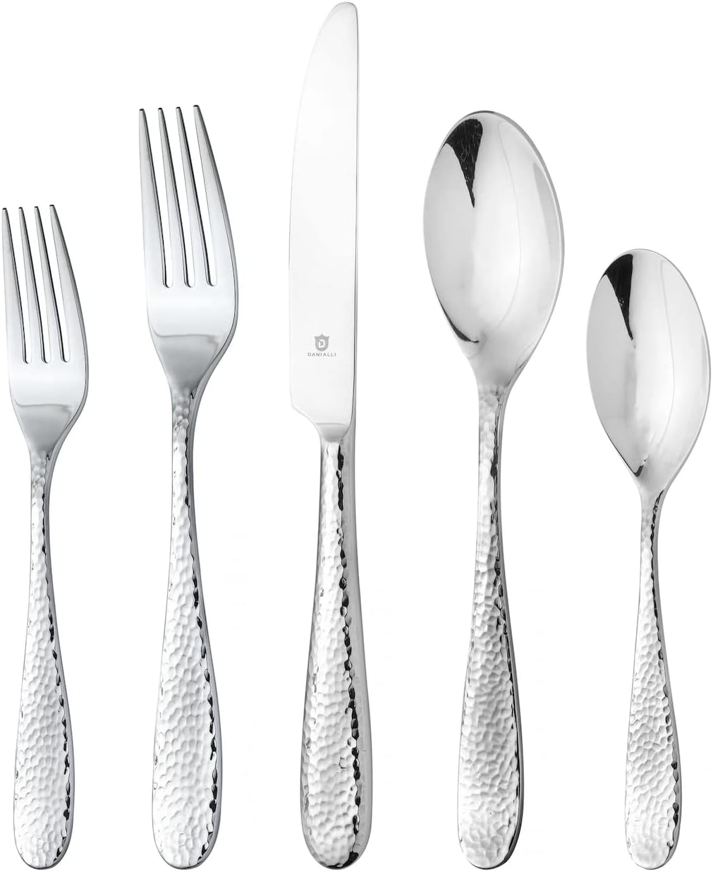 Hammered Silverware Set - Premium 18/10 Stainless Steel Flatware