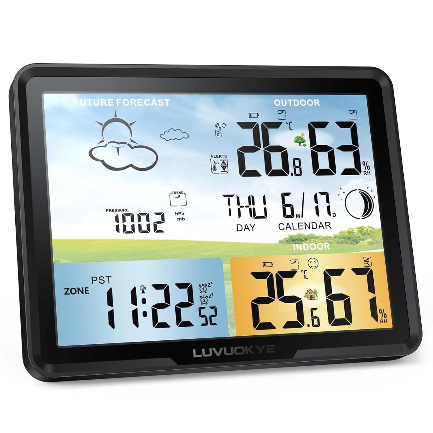 Wireless Indoor Outdoor Thermometer with Color Display Features