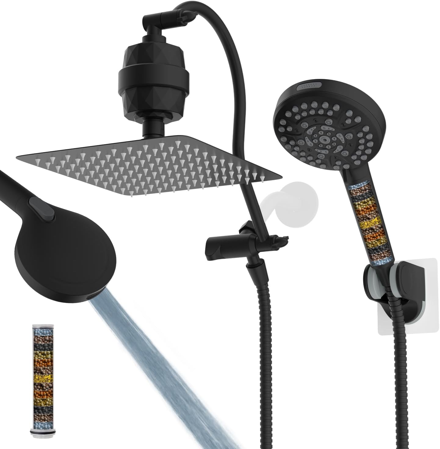 Hibbent All Metal 10 Dual Filtered Rainfall Shower Head Combo