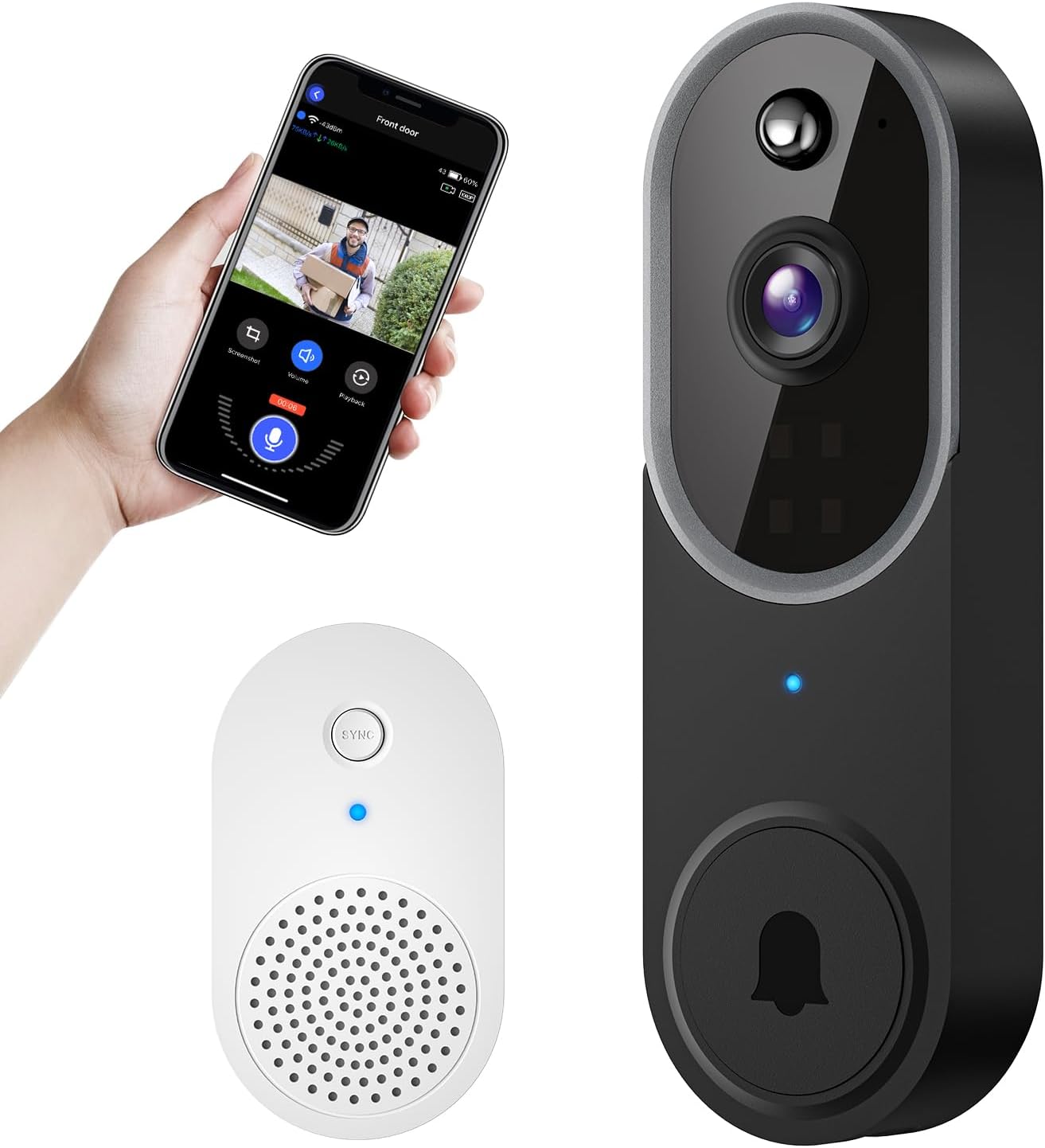 Hubposh Smart Doorbell: HD Night Vision, Motion Detection