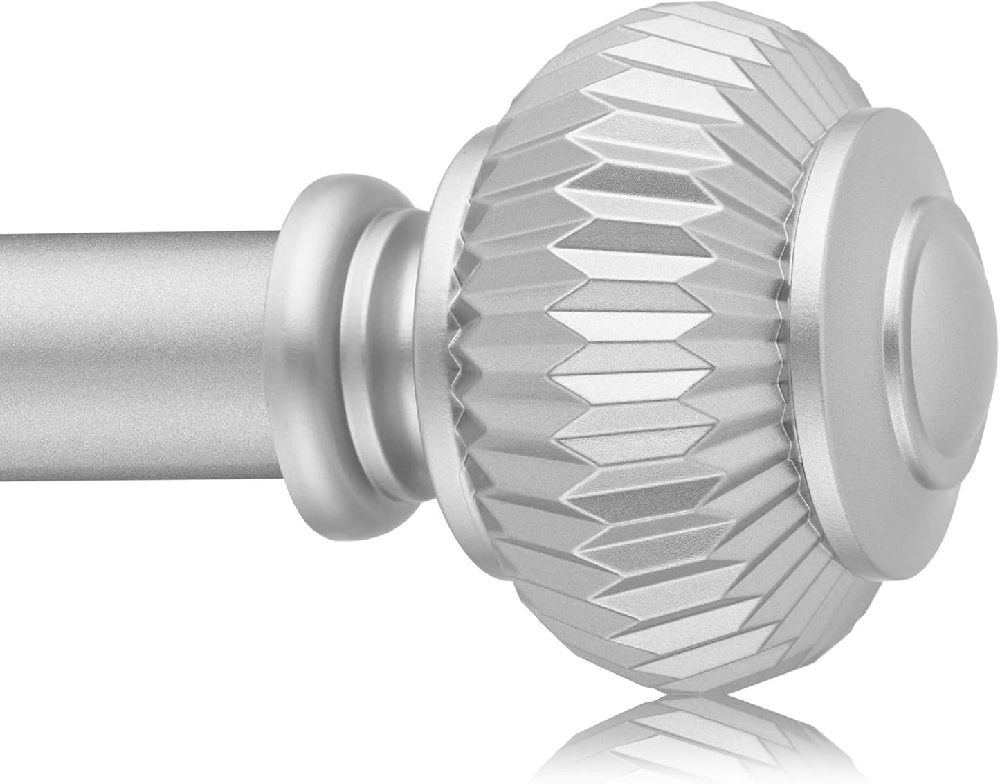 Adjustable Silver Curtain Rod Set with Lantern Ball Finials